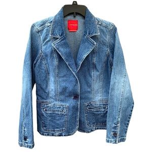 Gloria Vanderbilt Vintage Y2K Stretch Denim Jean Jacket Blazer Women Medium